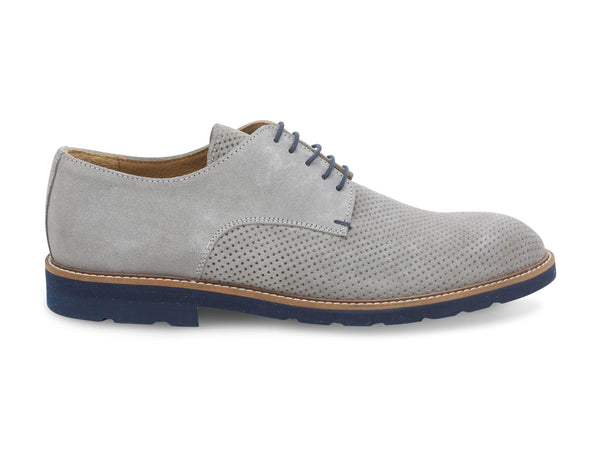 Melluso uomo derby lacci in camoscio grigio U0909B-211954